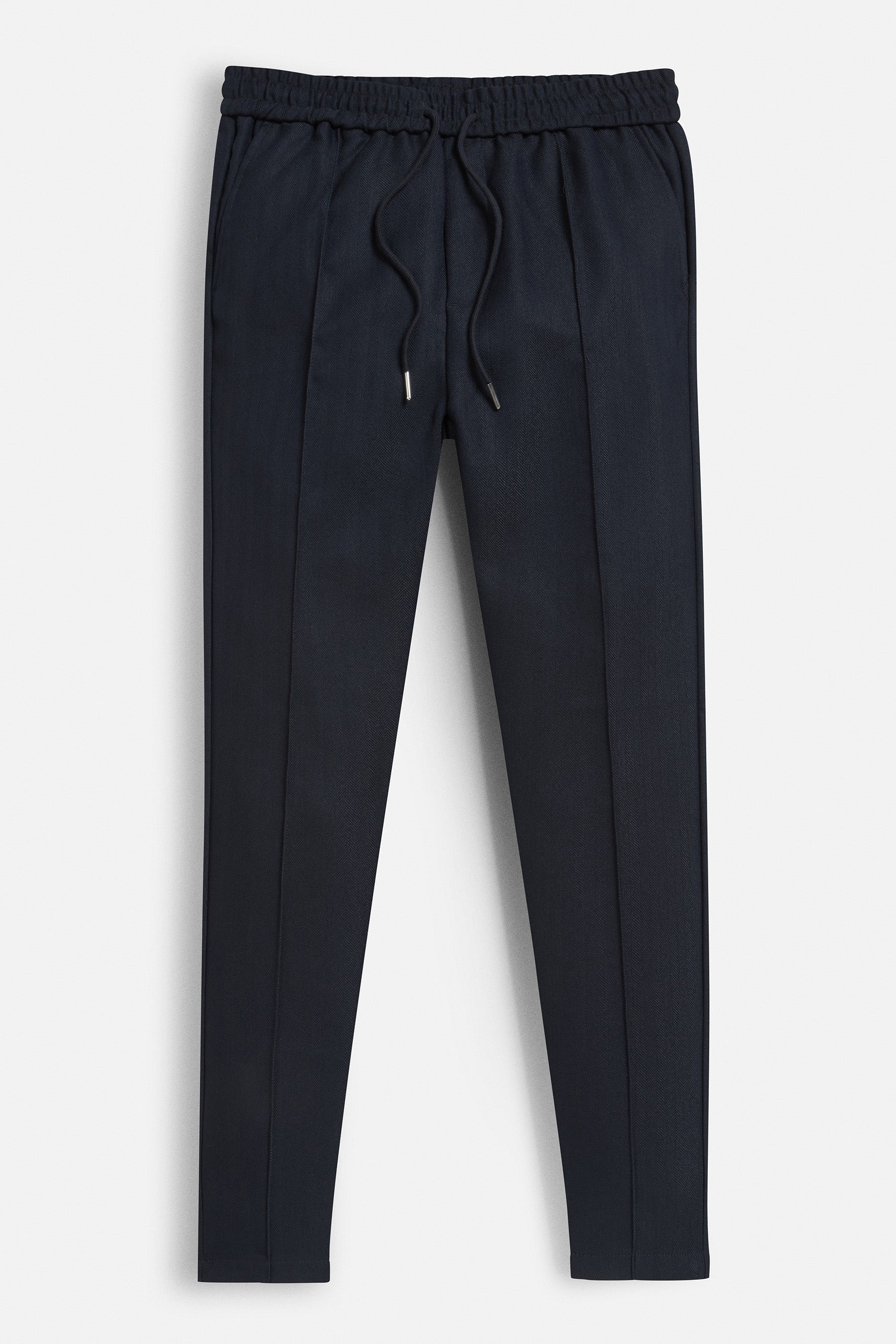 Irven Herringbone Slim Fit Smart Joggers - Navy